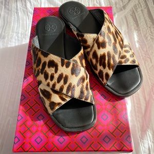 Tory Burch Gemma Leopard Slides